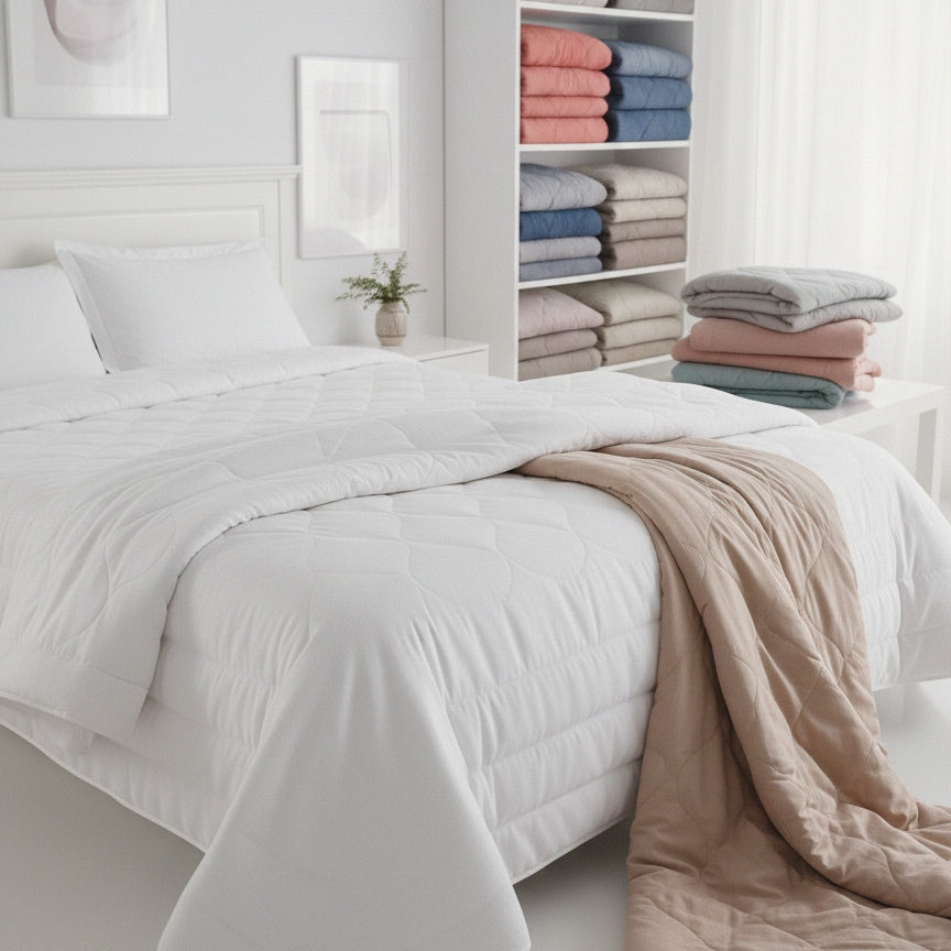Double Quilted Bedspread LINEA AREA - 100% Cotton Handcrafted Made in Italy