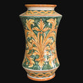 Vaso Albarello in Ceramica di Caltagirone h 25/30 cm — Ornato Fondo Verde
