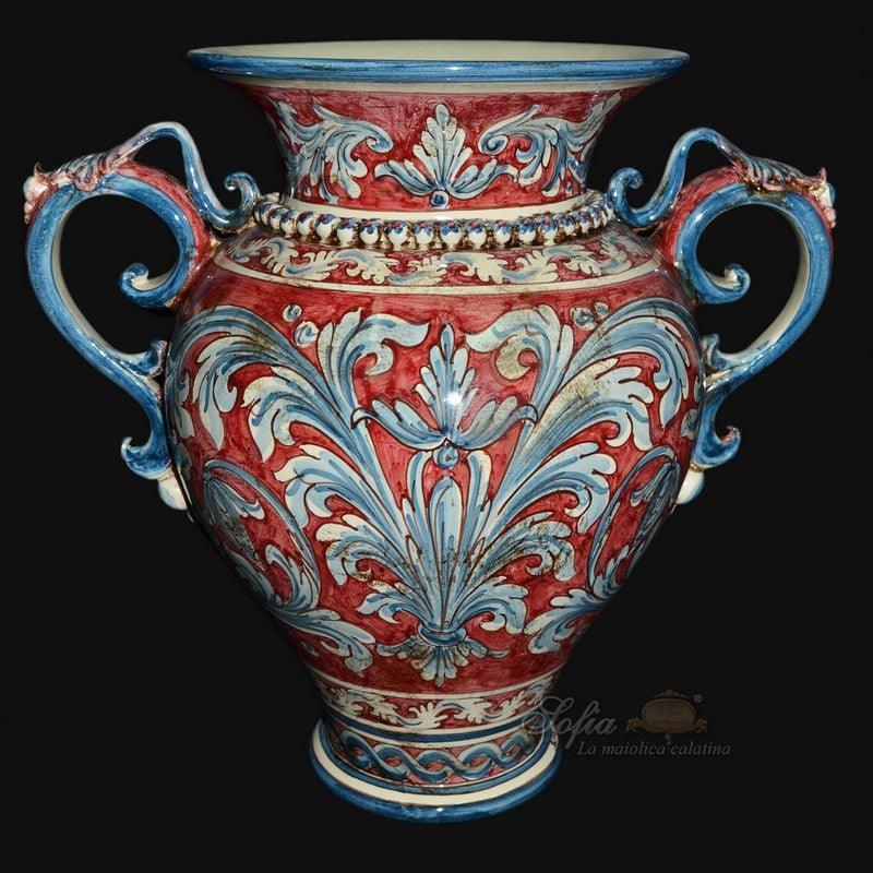 Vaso anfora h 40 ornato blu/bordeaux - Ceramiche di caltagirone Sofia Ceramiche di Caltagirone Sofia