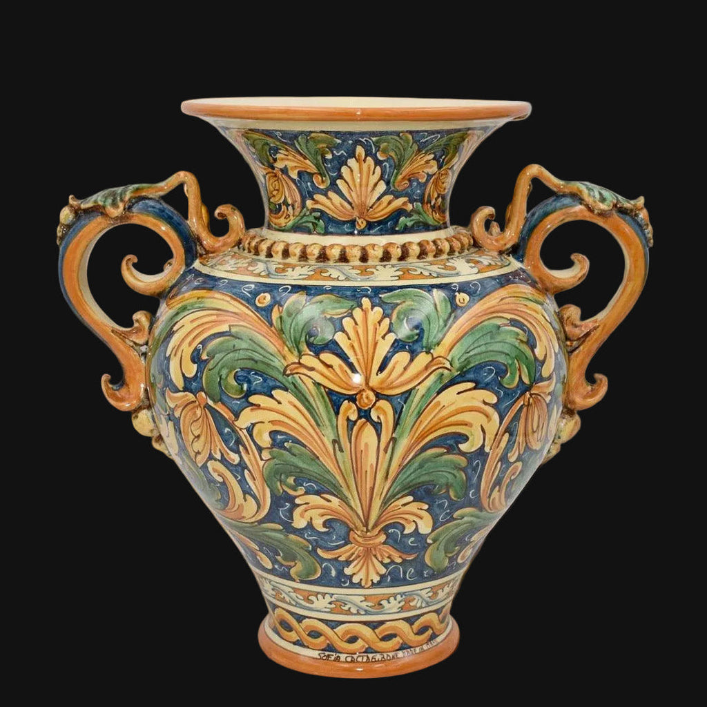 Vaso Anfora in Ceramica di Caltagirone h 40 cm — Ornato Calatino