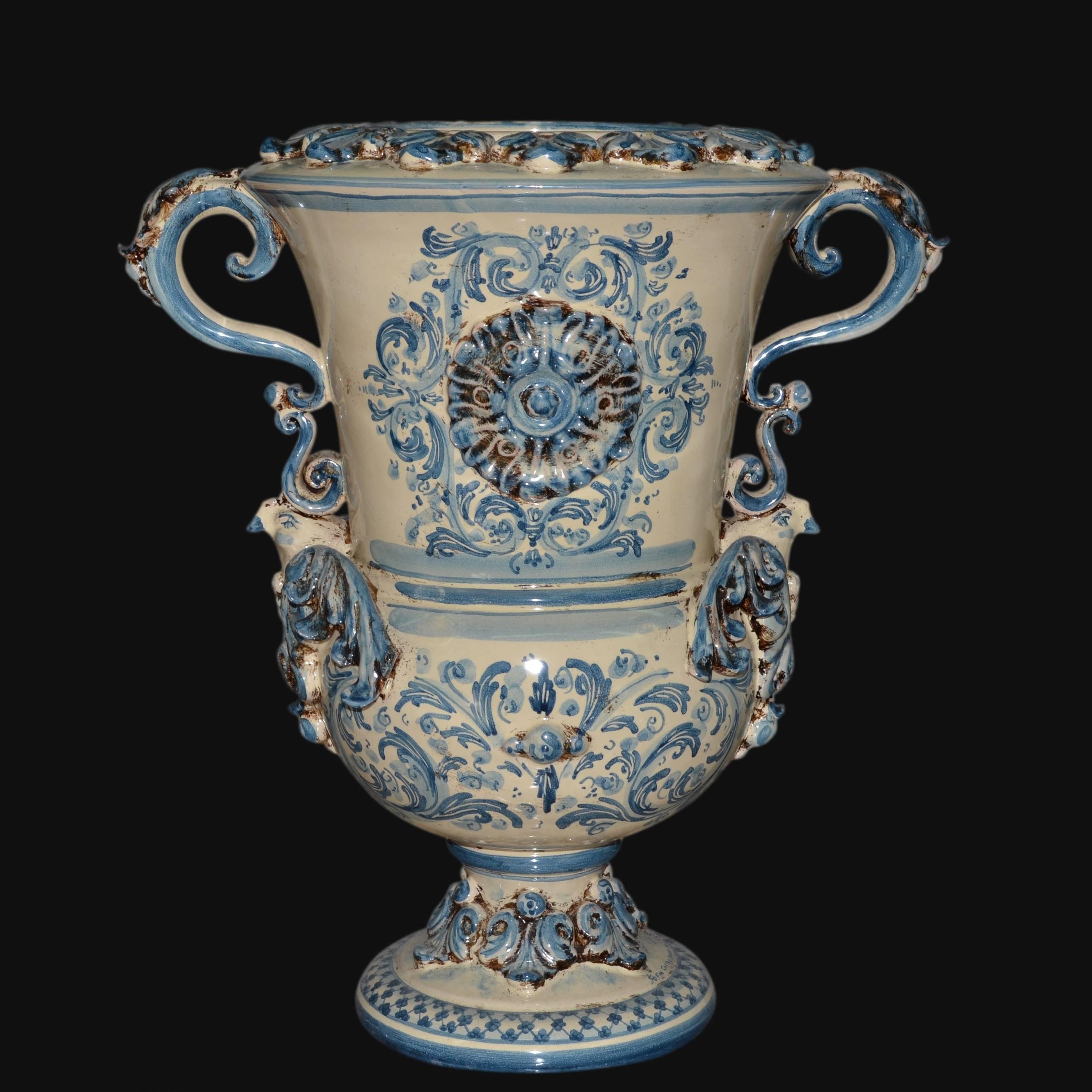 Vaso aquila h 35/50 plastico Sofia mono blu Ceramiche di Caltagirone Sofia