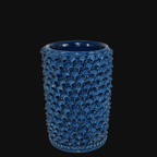 Vaso cilindro pigna di Caltagirone modellata a mano altezza 25 cm in blu intenso Ceramiche di Caltagirone Sofia