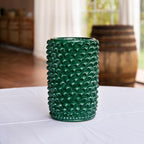 Vaso cilindro pigna di Caltagirone modellata a mano altezza 25 cm in verde antico Ceramiche di Caltagirone Sofia