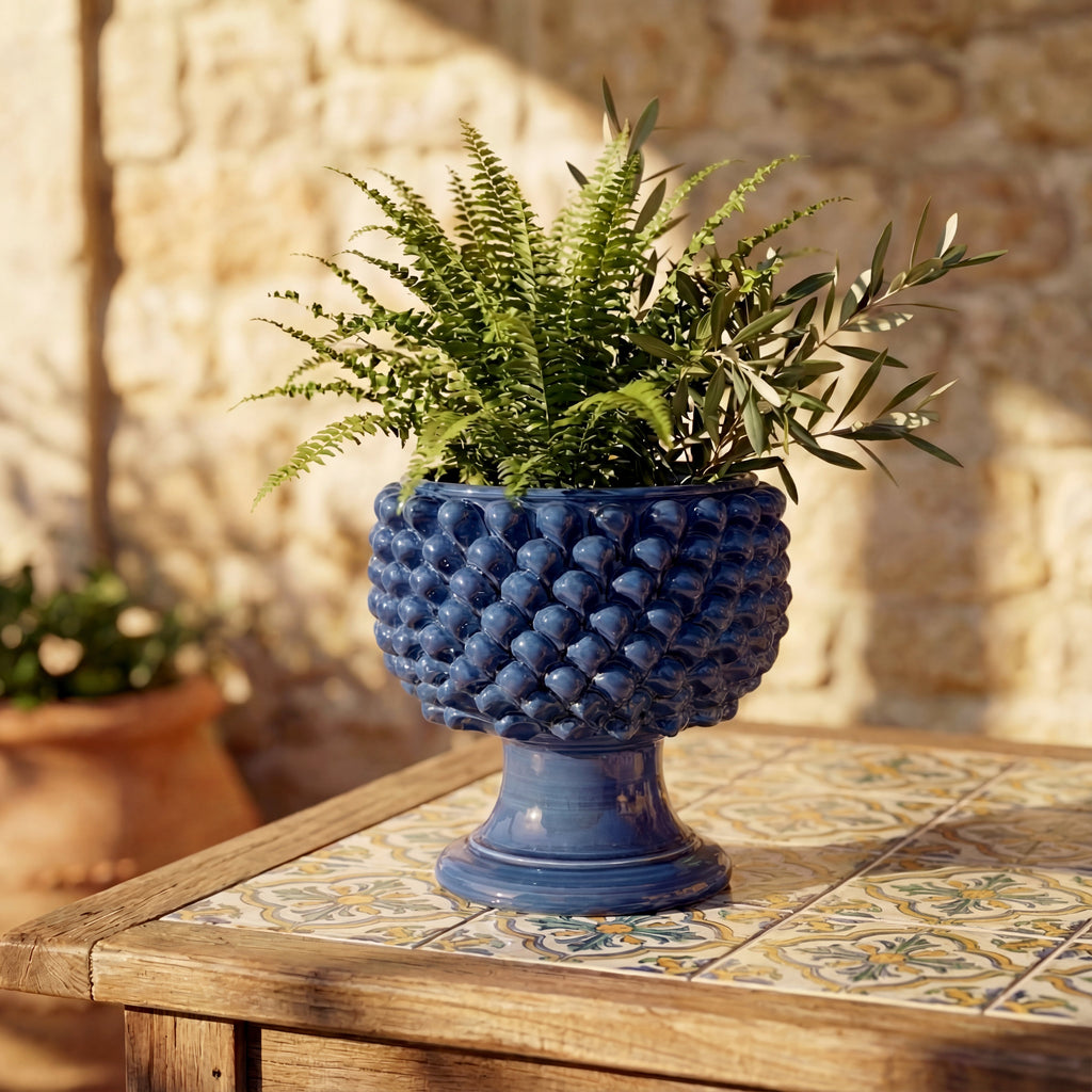 Vaso Mezza Pigna in Ceramica di Caltagirone — Blu Intenso