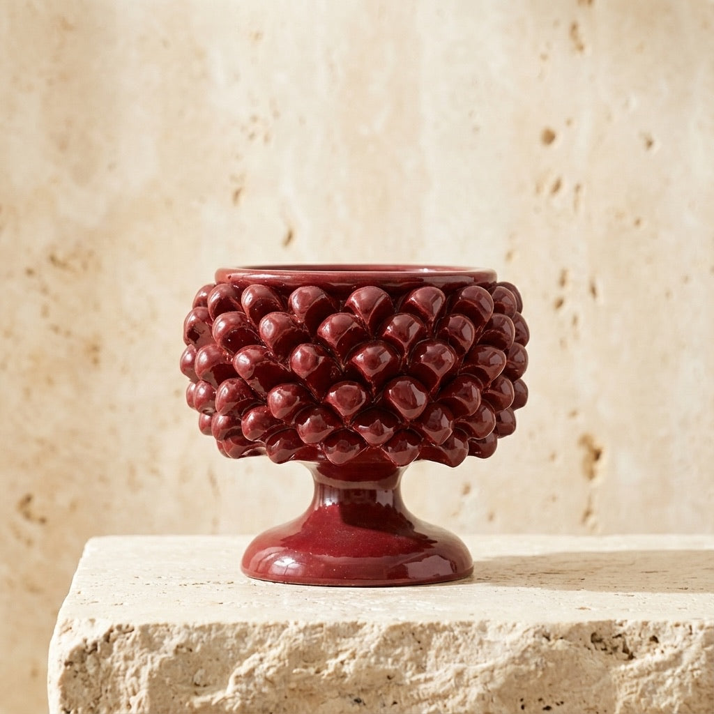 Vaso Mezza Pigna in Ceramica di Caltagirone — Bordeaux