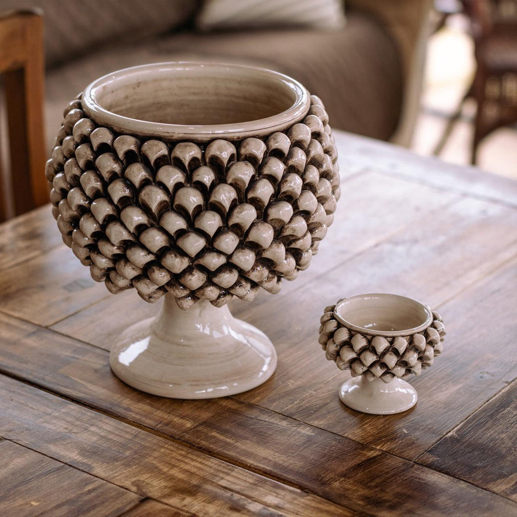 Vaso Mezza Pigna in Ceramica di Caltagirone — Madreperla Antichizzato