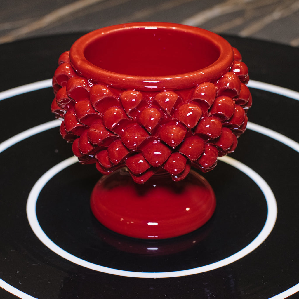 Vaso Mezza Pigna in Ceramica di Caltagirone — Rosso Fuoco