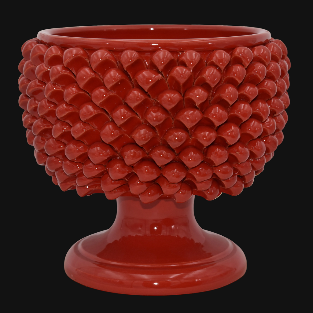 Vaso Mezza Pigna in Ceramica di Caltagirone — Rosso Fuoco