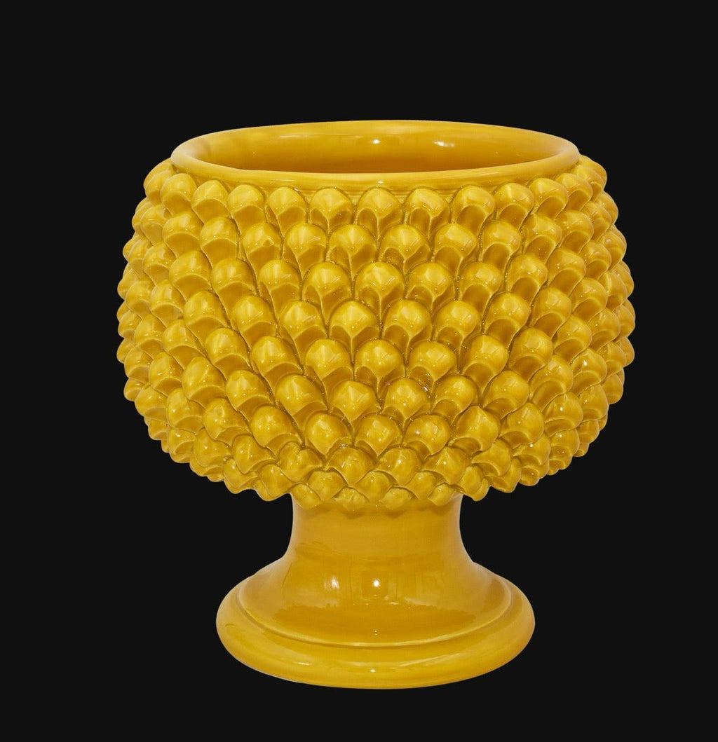 Half-pineapple mustard ceramic vase from Caltagirone