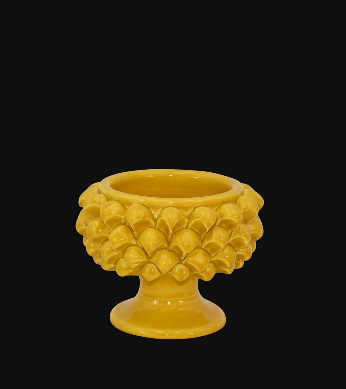 Half-pineapple mustard ceramic vase from Caltagirone