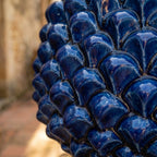 Half-pineapple vase with stand, intense blue, Caltagirone ceramic