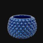 Half-pineapple vase with stand, intense blue, Caltagirone ceramic