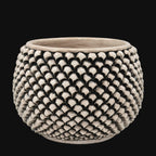 Half-pineapple vase with/without foot, mother-of-pearl antiqued, Caltagirone ceramic