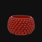Half-pine cone vase with red fiery base in Caltagirone ceramic