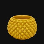 Half-pineapple vase with/without foot, mustard yellow, in Caltagirone ceramic
