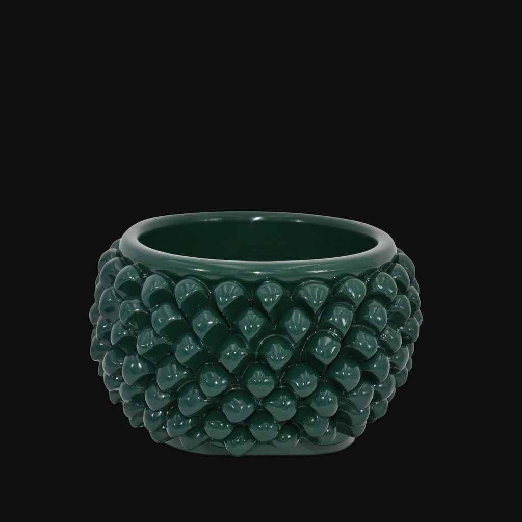 Vaso Mezza Pigna Senza Piede in Ceramica di Caltagirone — Verde Antico