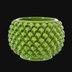 Vaso Mezza Pigna Senza Piede in Ceramica di Caltagirone — Verde Foglia