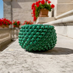 Vaso Mezza Pigna Senza Piede in Ceramica di Caltagirone — Verde Smeraldo