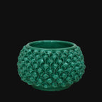 Vaso Mezza Pigna Senza Piede in Ceramica di Caltagirone — Verde Smeraldo