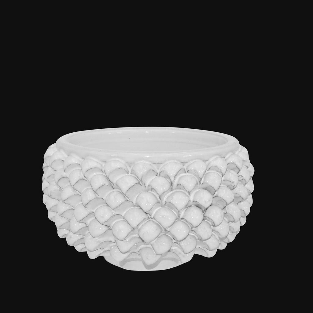 Vaso Mezza Pigna Senza Piede in Ceramica di Caltagirone — White Line