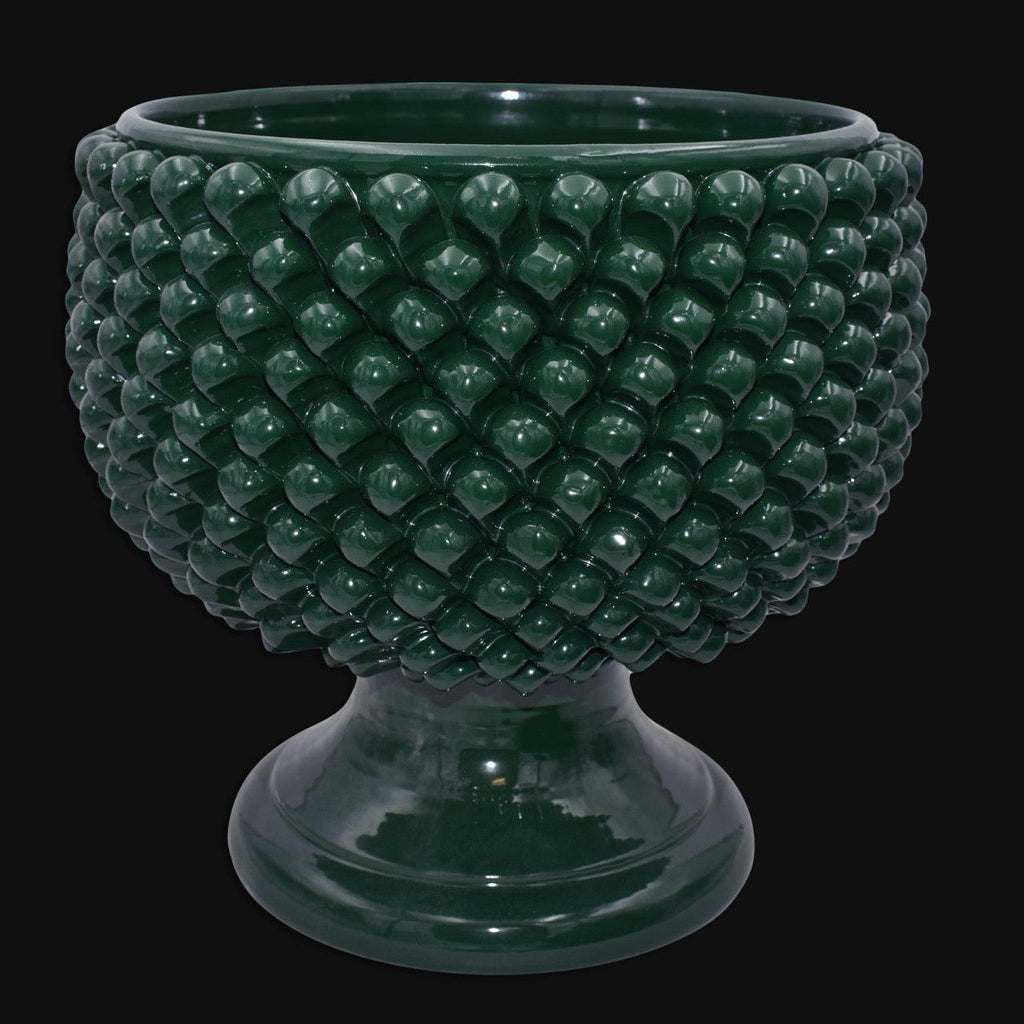 Vaso Mezza Pigna in Ceramica di Caltagirone — Verde Antico