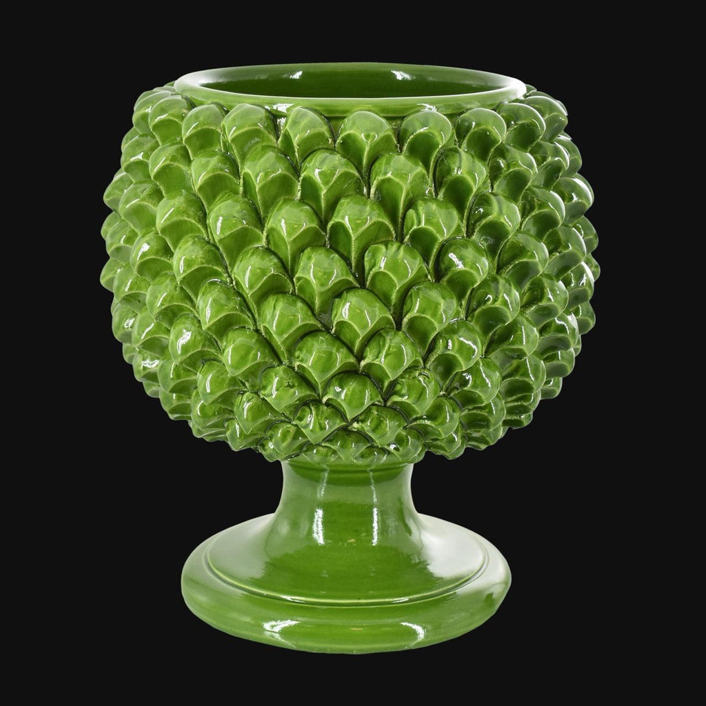 Vaso Mezza Pigna in Ceramica di Caltagirone — Verde Foglia