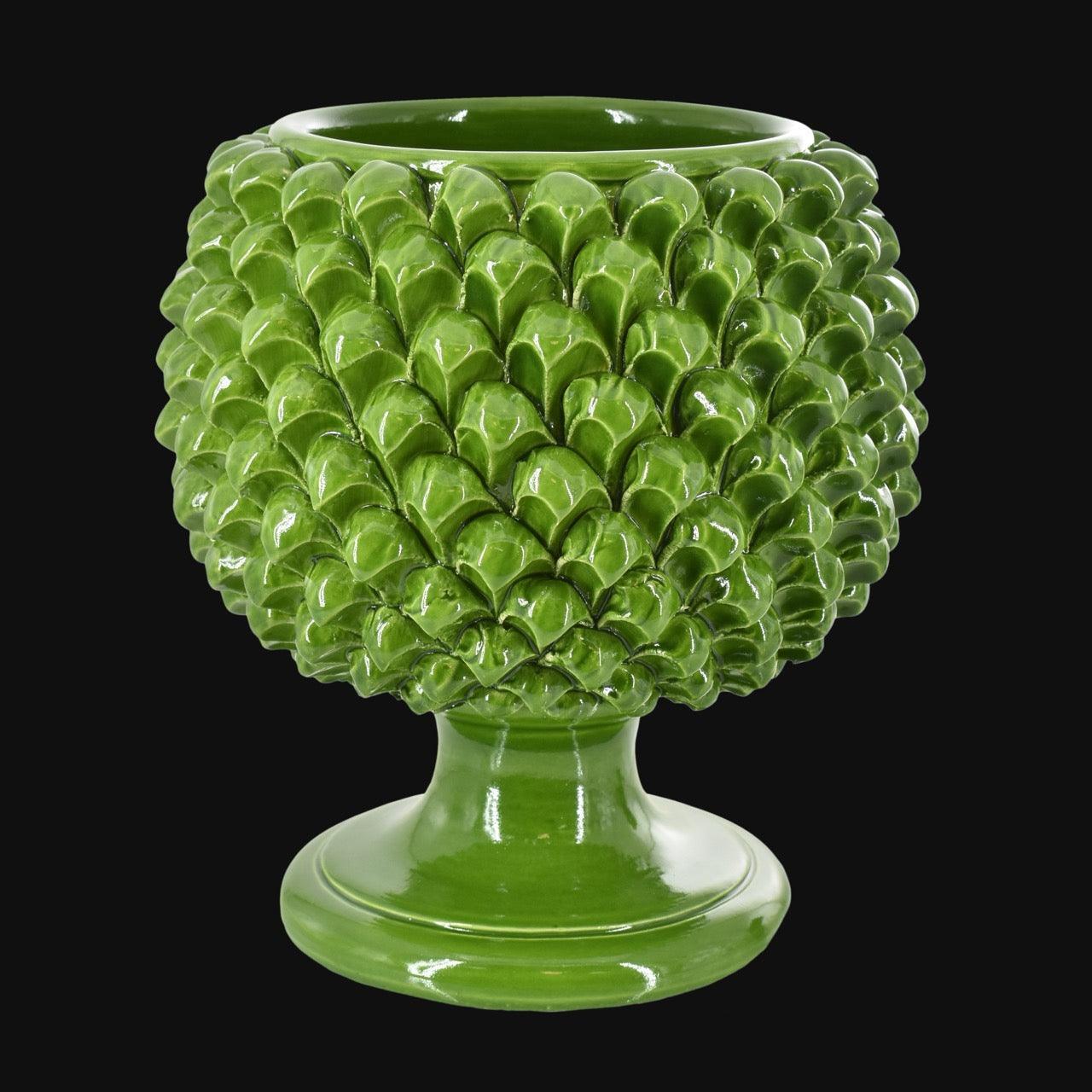 Vaso Mezza Pigna in Ceramica di Caltagirone — Verde Foglia