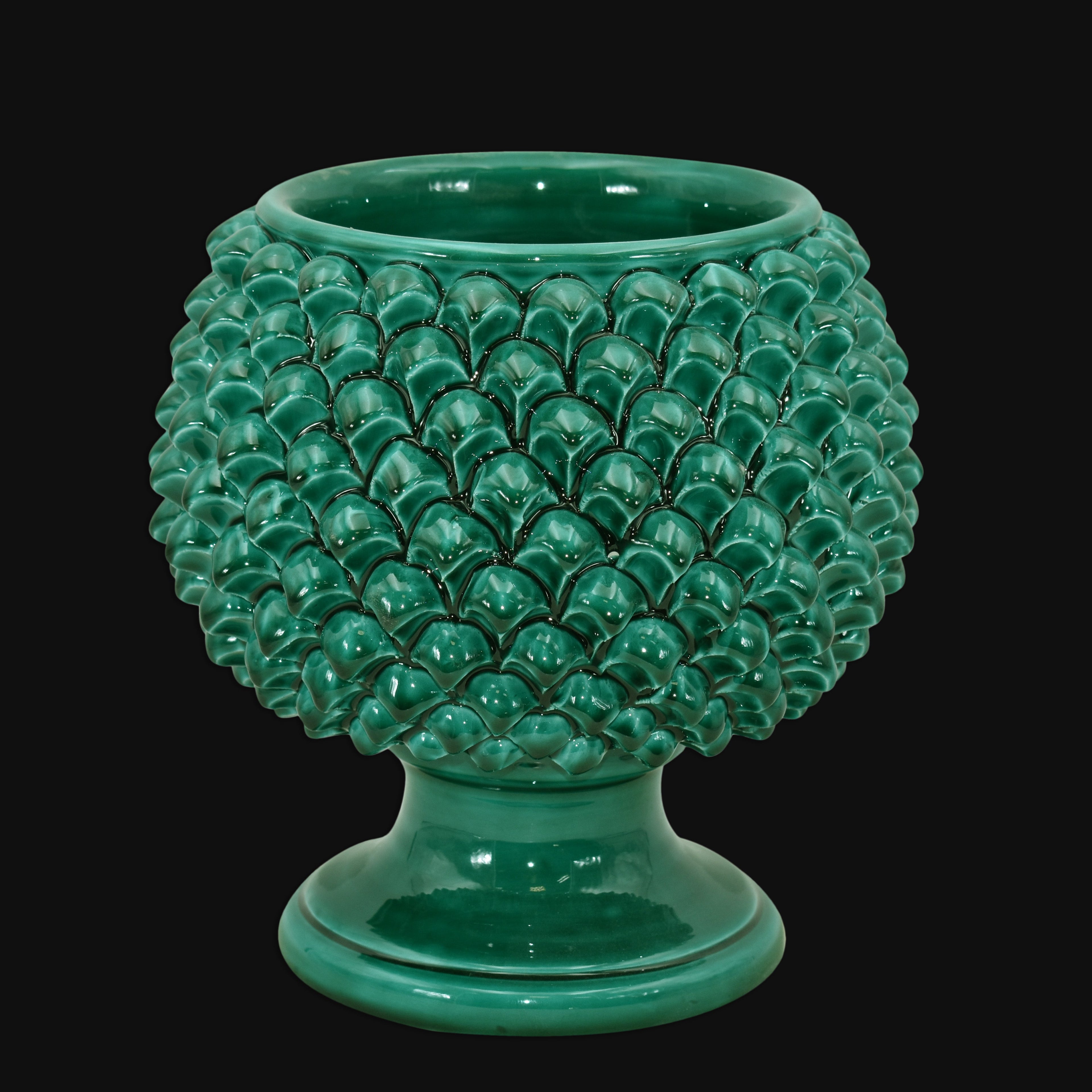 Vaso Mezza Pigna in Ceramica di Caltagirone — Verde Smeraldo