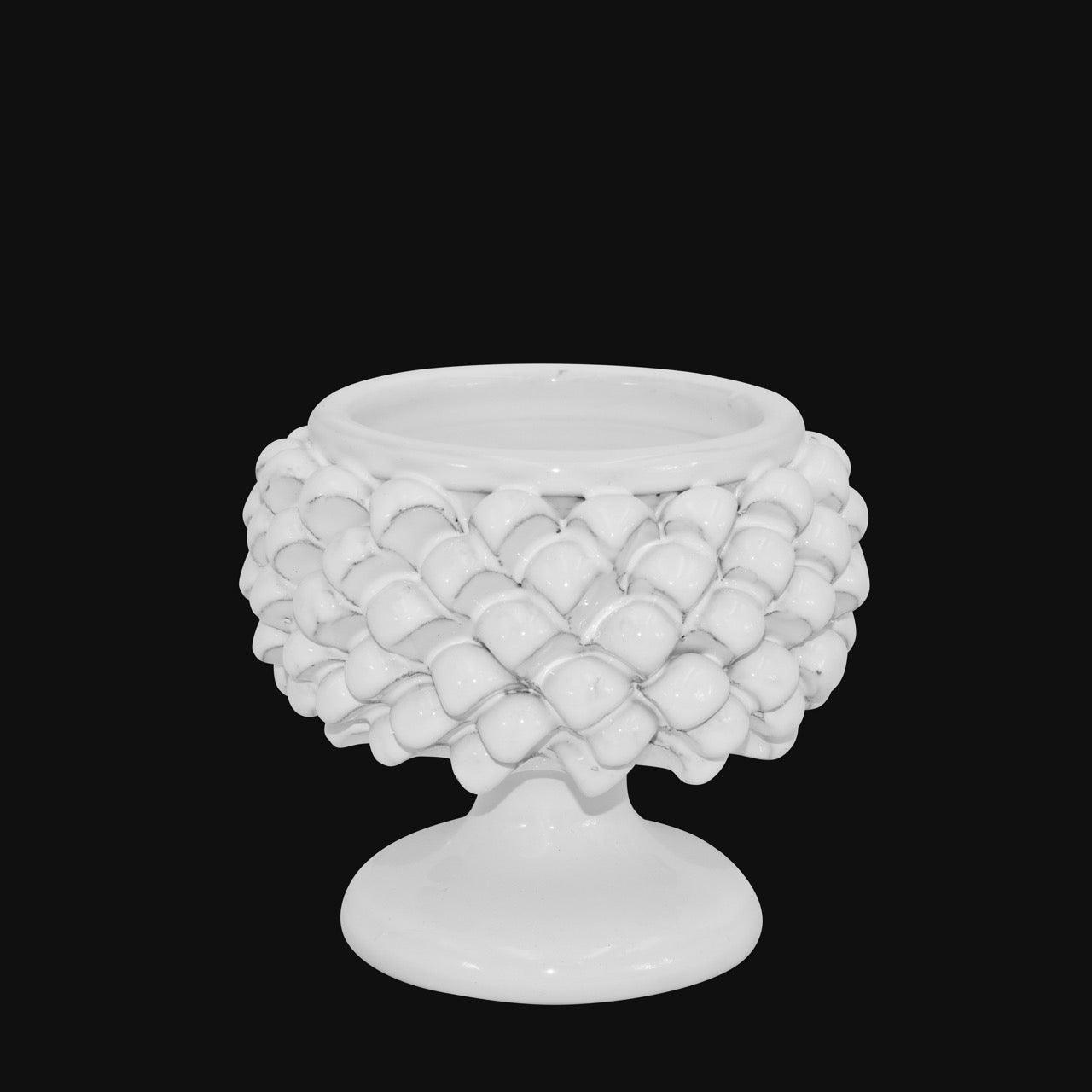 Half-pineapple vase white line in Caltagirone ceramic