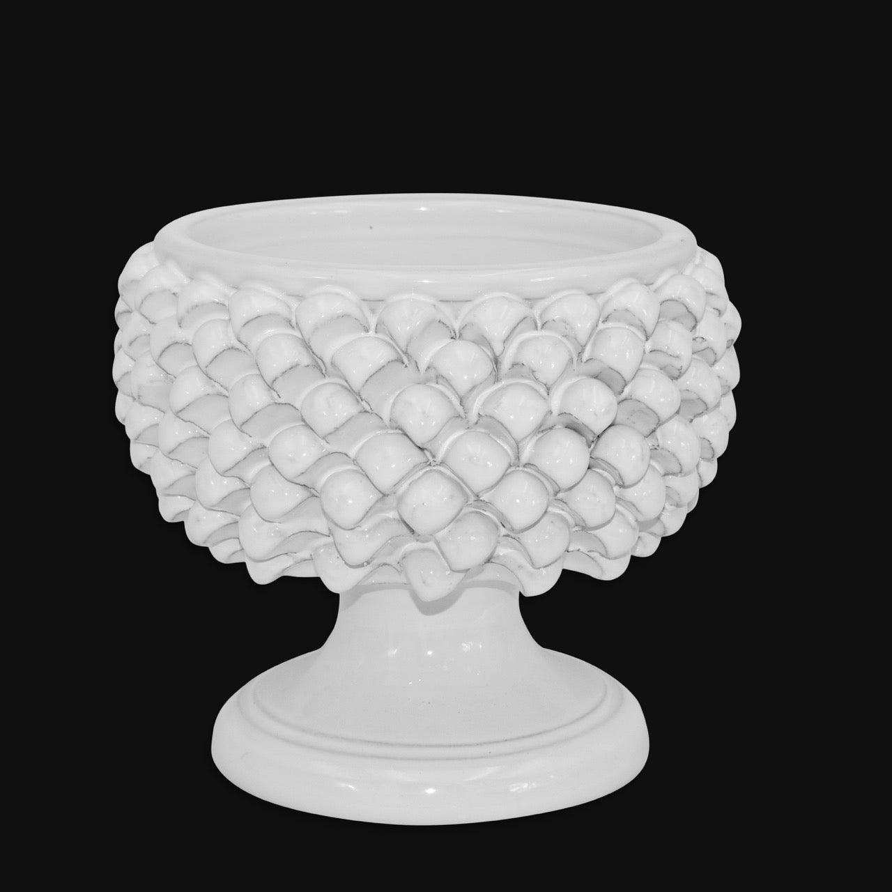 Half-pineapple vase white line in Caltagirone ceramic