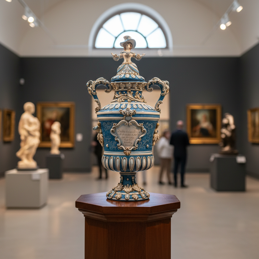 Vaso monumentale prosa in serie limitata mono blu Ceramiche di Caltagirone Sofia
