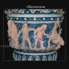 Vaso monumentale scenetta in serie limitata h 72 mono blu Ceramiche di Caltagirone Sofia
