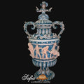 Vaso monumentale scenetta in serie limitata h 72 mono blu Ceramiche di Caltagirone Sofia