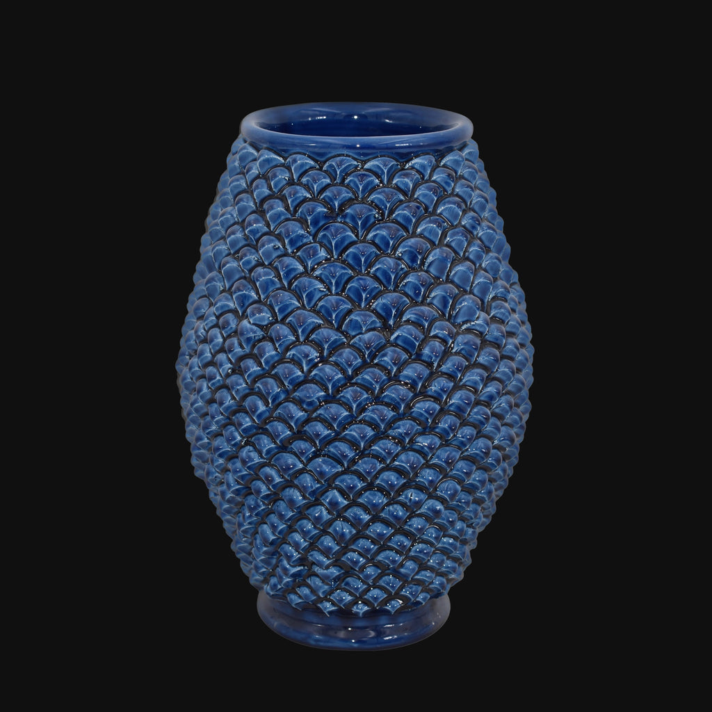 Vaso pigna di Caltagirone modellata a mano altezza 25 cm in blu intenso Ceramiche di Caltagirone Sofia