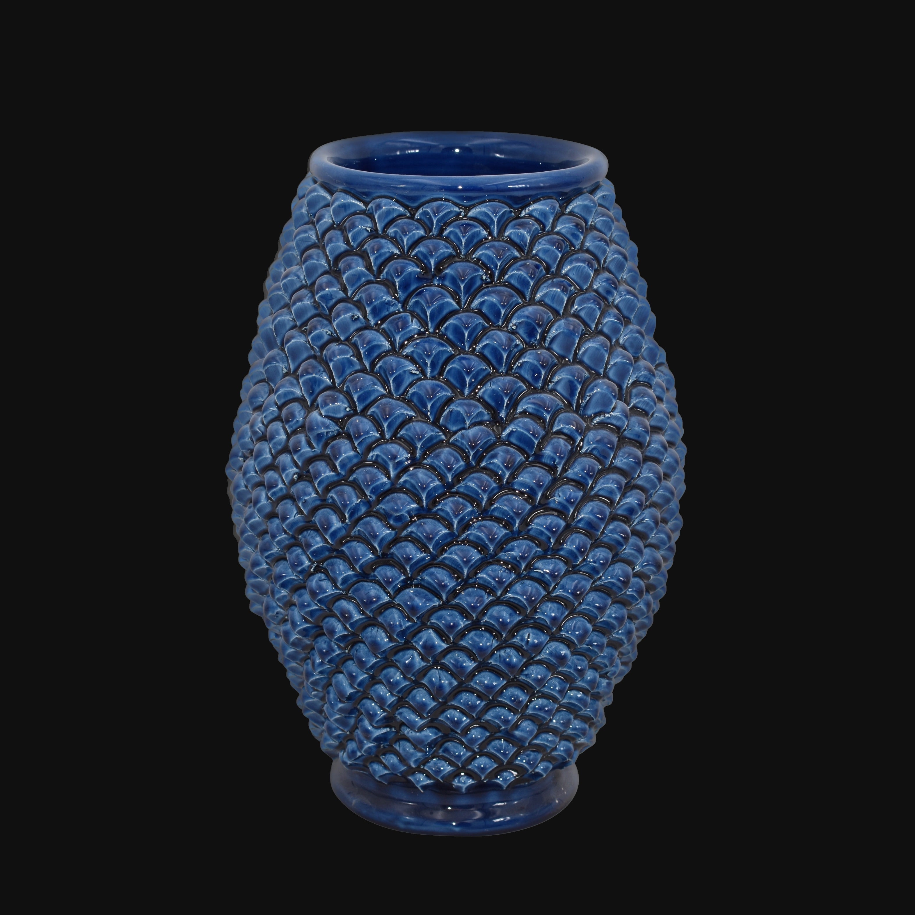 Vaso pigna di Caltagirone modellata a mano altezza 25 cm in blu intenso Ceramiche di Caltagirone Sofia