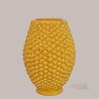 Vaso pigna panciuto senape artigianale in ceramica di Caltagirone modellata a mano Ceramiche di Caltagirone Sofia