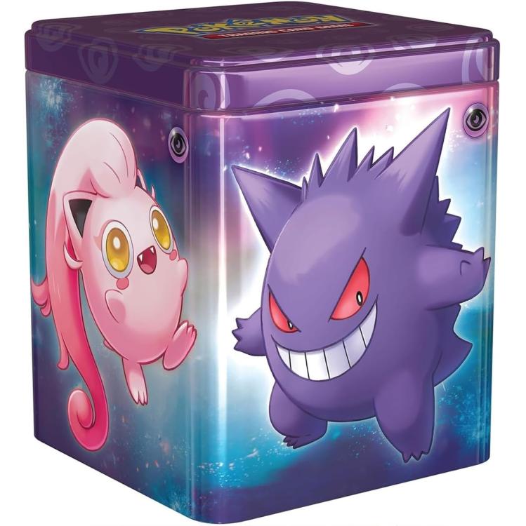 Pokemon Stacking Tin 2024 Tcg Gcc Scatola Impilabile Metallo Card Game Viola Eng