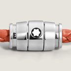 Montblanc Meisterstück Cayenne 3-ring steel and leather bracelet size L 13429168