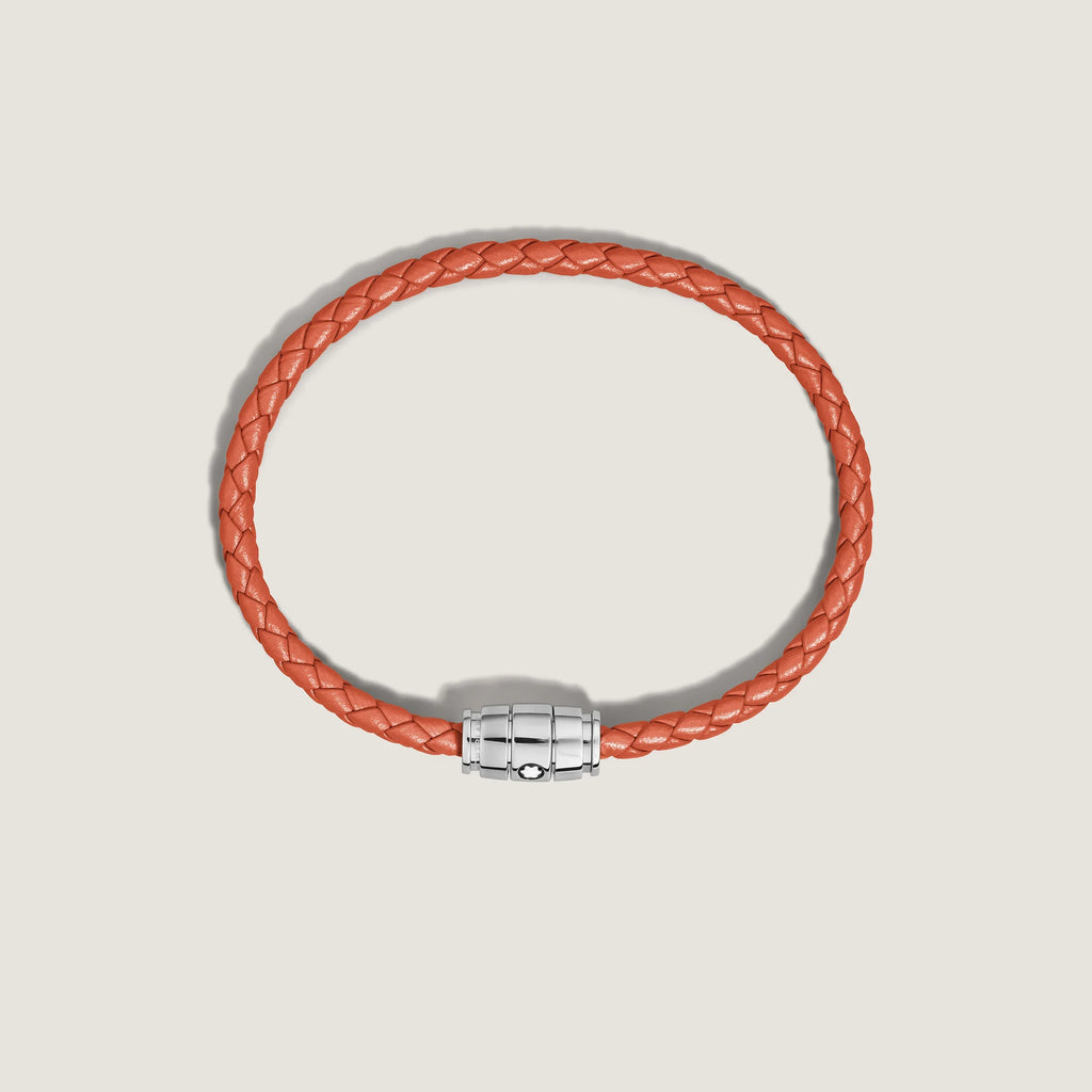 Montblanc Meisterstück Cayenne 3-ring steel and leather bracelet size L 13429168