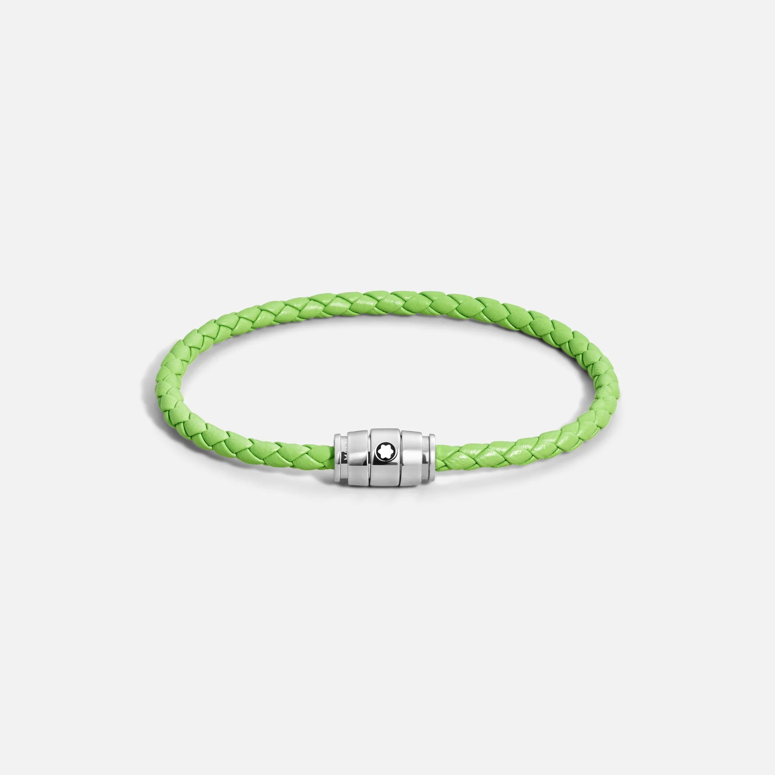 Montblanc Meisterstück Lime 3-Ring Steel and Leather Bracelet Size M 13429263
