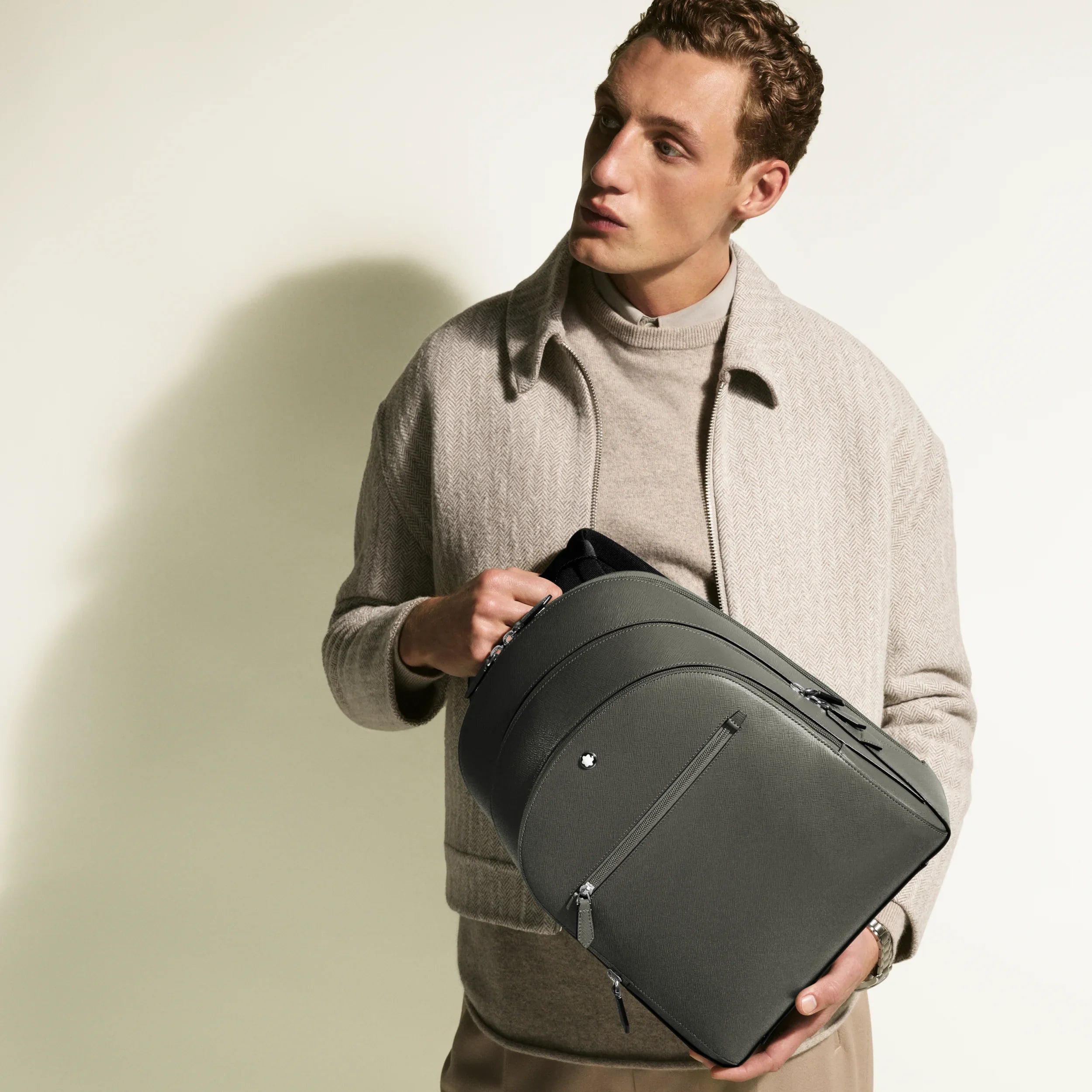Montblanc Sartorial medium backpack with 3 compartments medium grey 199360