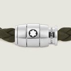Montblanc Meisterstück Kaki Leather 3-Ring Steel Bracelet Size M 13600463