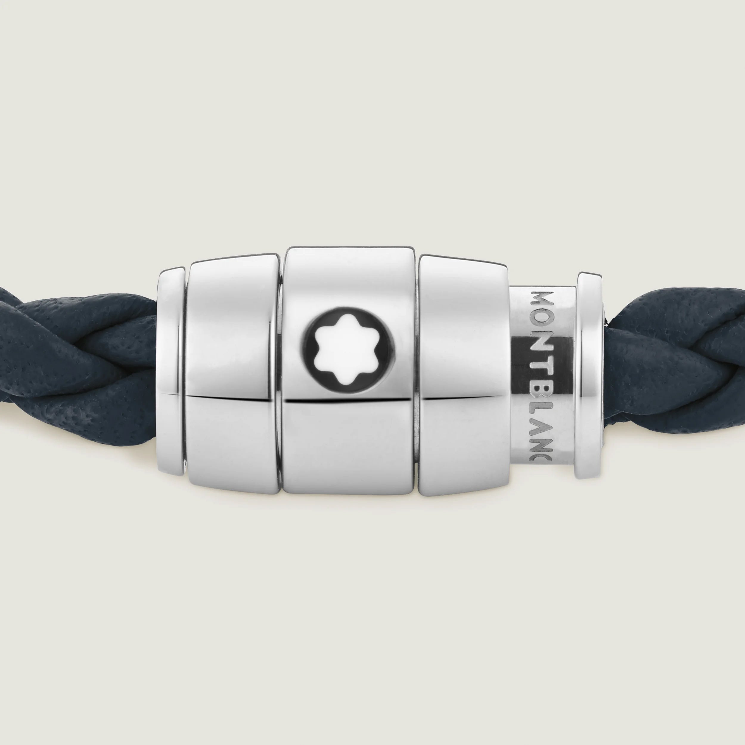 Montblanc Meisterstück Aviation Blue Leather and 3-Ring Steel Bracelet Size S 13601260