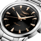 Longines orologio Heritage 40mm nero acciaio automatico L1.650.4.52.6