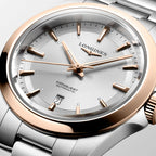 Longines orologio Conquest 30mm argento automatico oro rosa acciaio L3.320.5.72.6