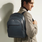 Montblanc Sartorial blue tweed medium 3-compartment backpack 220335
