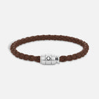 Montblanc 3-ring steel and fawn brown leather Meisterstück bracelet size S 13600060