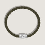 Montblanc Meisterstück Khaki Leather and Steel 3-Ring Bracelet Size L 13600568
