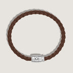 Montblanc Meisterstück Brown Fallow Leather and 3-Ring Steel Bracelet Size L 13600268