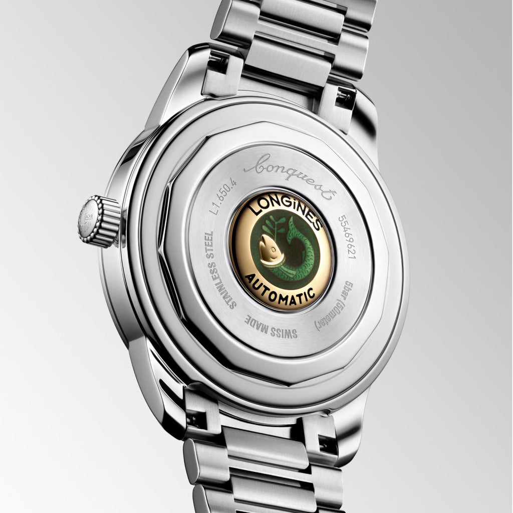 Longines orologio Heritage 40mm nero acciaio automatico L1.650.4.52.6